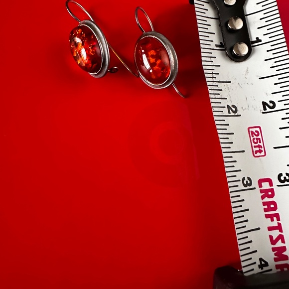 SS & AMBER EARRINGS - Picture 5 of 7